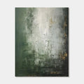 Hand-painted textured mid-century wabi-sabi green white abstract canvas wall art 'Verdant