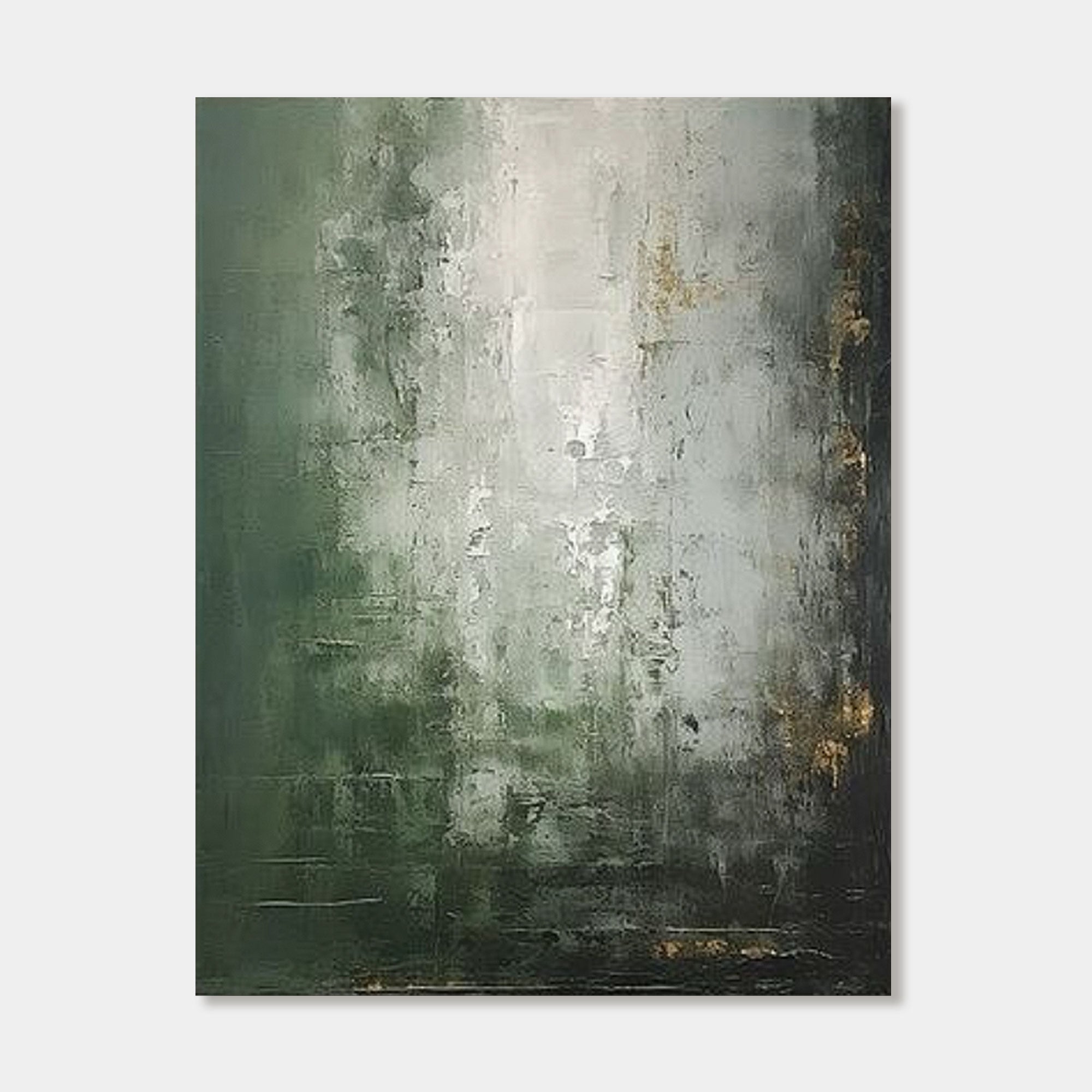 Mid-Century Wabi-Sabi Green White Wall Art - Verdant