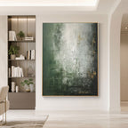 Mid-Century Wabi-Sabi Green White Wall Art - Verdant