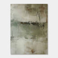 Hand-painted mid-century wabi-sabi abstract canvas wall art with faded earth tones and textured details