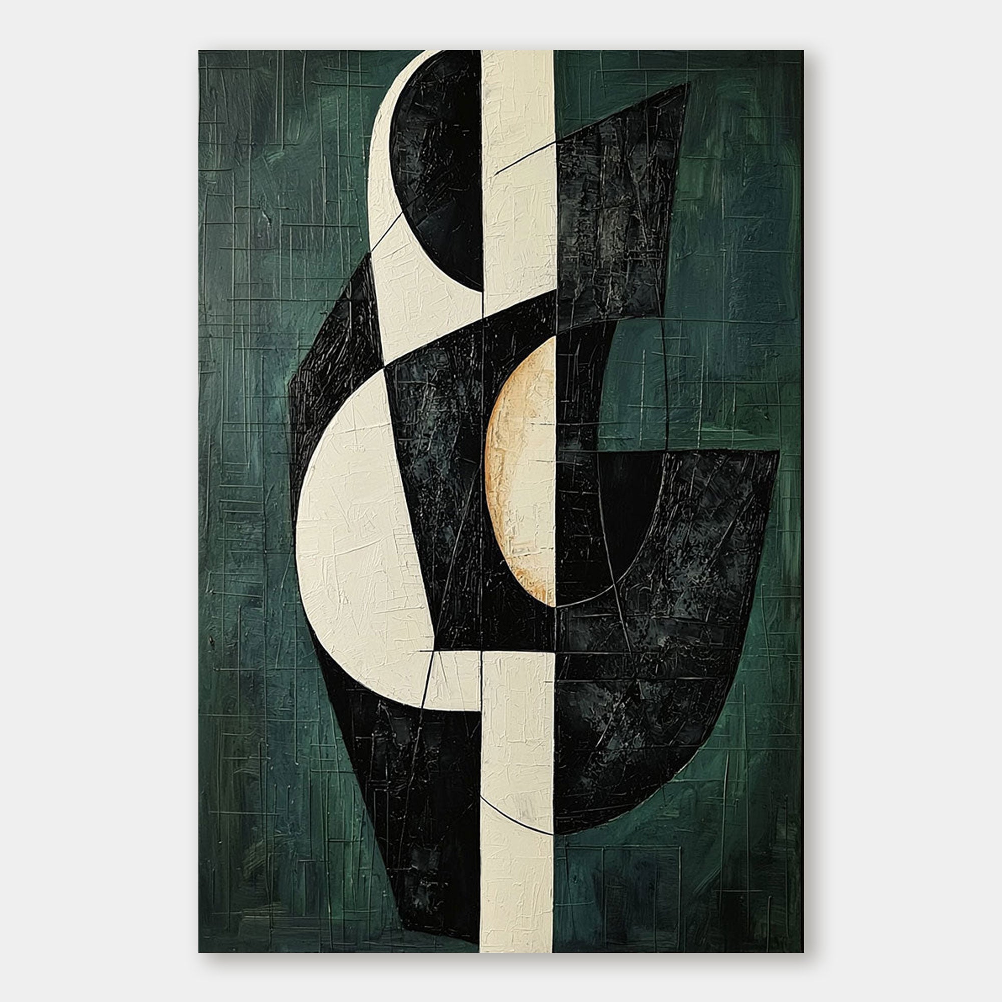 Close-up of the Glyph mid-century geometric wall art showing texture and color details.