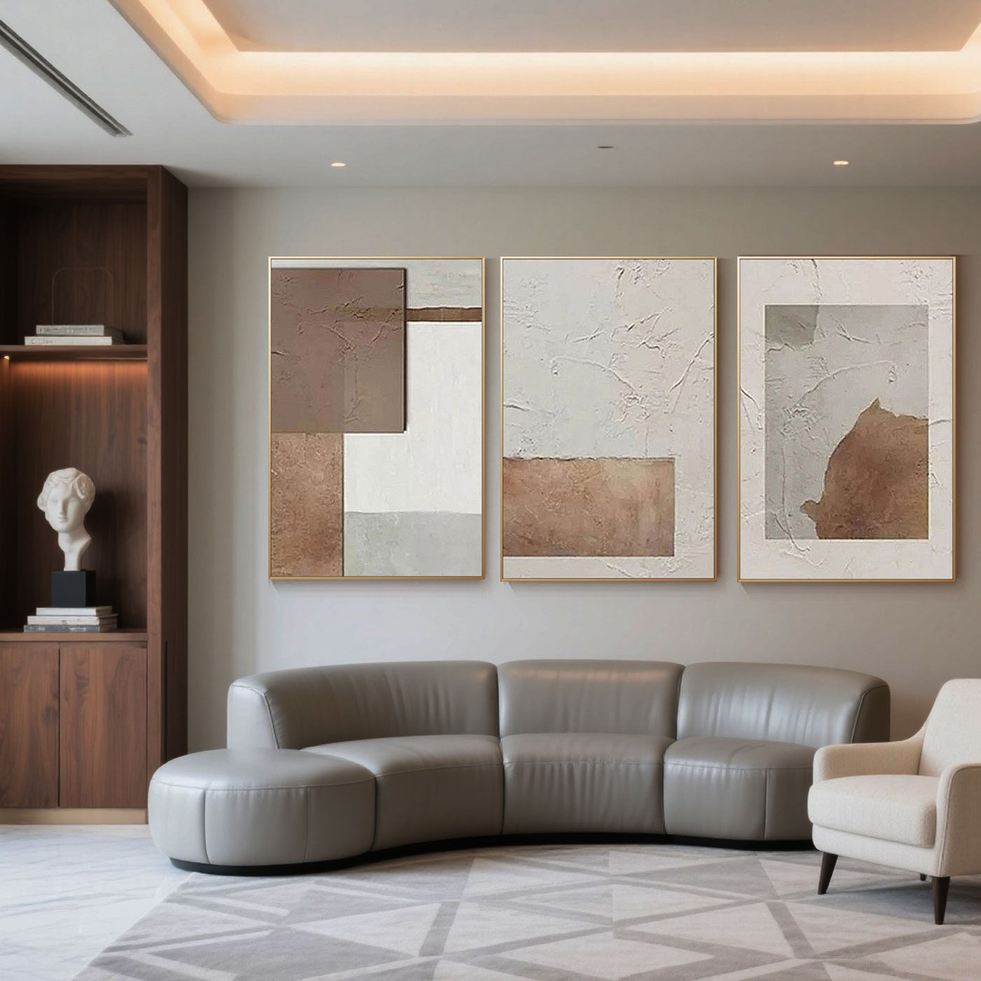 Minimalist art: Earth Layers - geometric shapes in browns and beiges