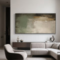 Mid-century Modern Abstract Wall Art 'Faded Wall' - Large Textured Hand-painted Canvas with Muted Green, Beige & Brown Ton...