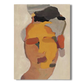 Minimalist People Art #AB022, abstract face painting in yellow and neutral tones.