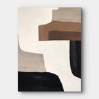 Minimalist abstract geometric art in beige, brown, and black for modern decor.