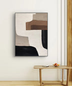 Minimalist Abstract Art in Beige and Black #WS020