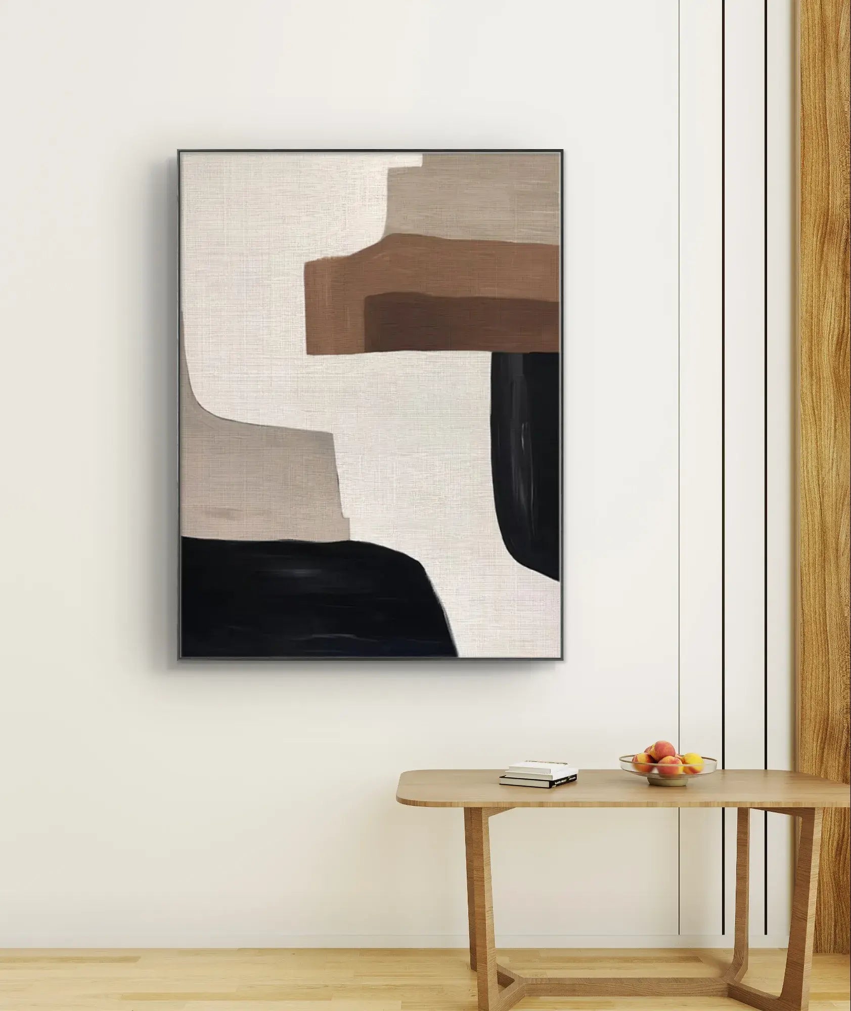 Minimalist Abstract Art in Beige and Black #WS020