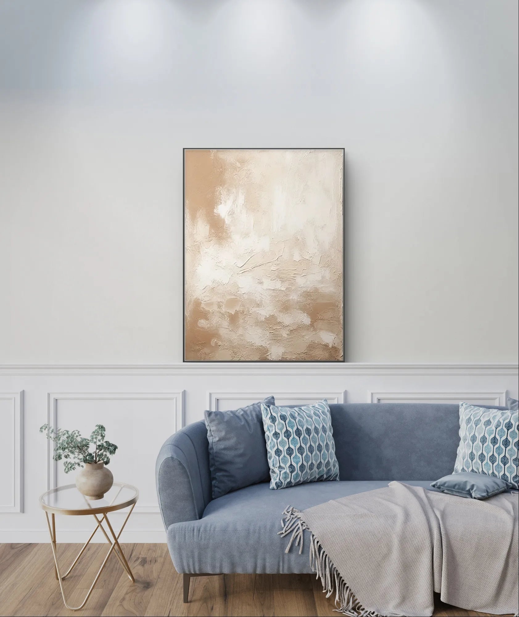 Minimalist Abstract Beige Canvas Painting	 #WS004-StrokesArtHub
