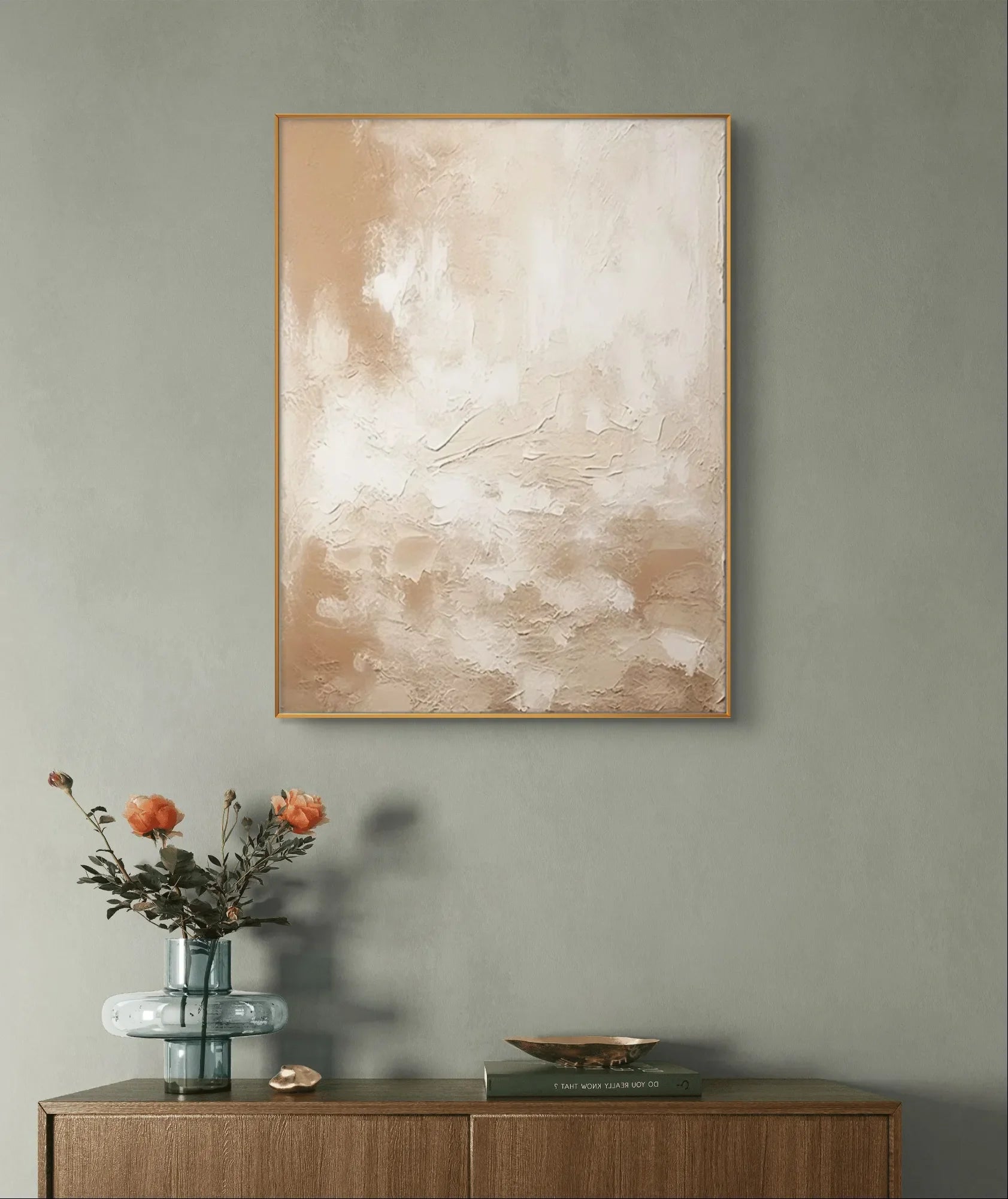 Minimalist Abstract Beige Canvas Painting	 #WS004-StrokesArtHub