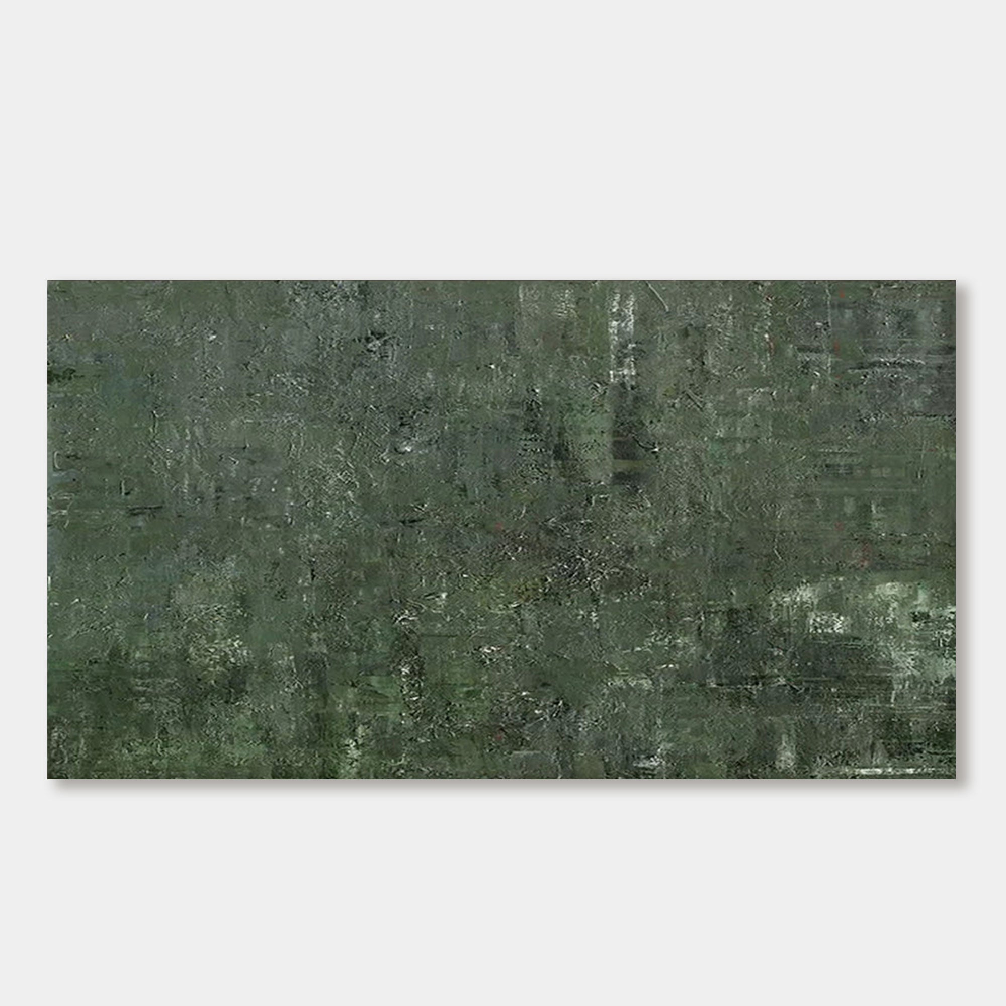 Minimalist Abstract Green Painting, Mossfield canvas art, close-up view.