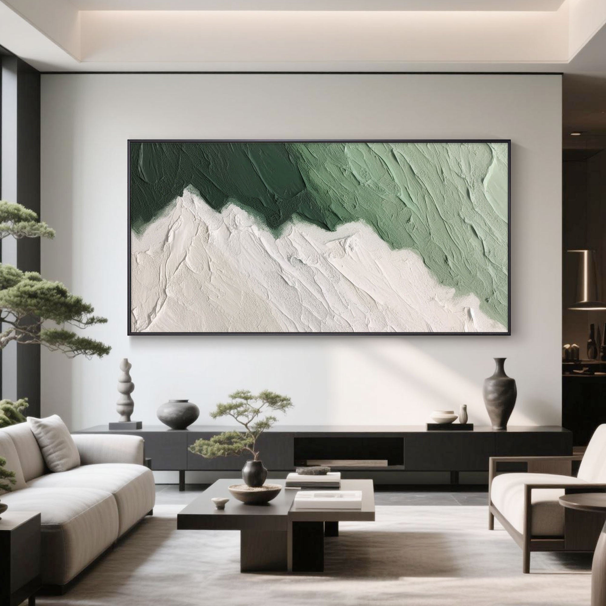 Wabi Sabi Green Canvas Art | Verdant Silence