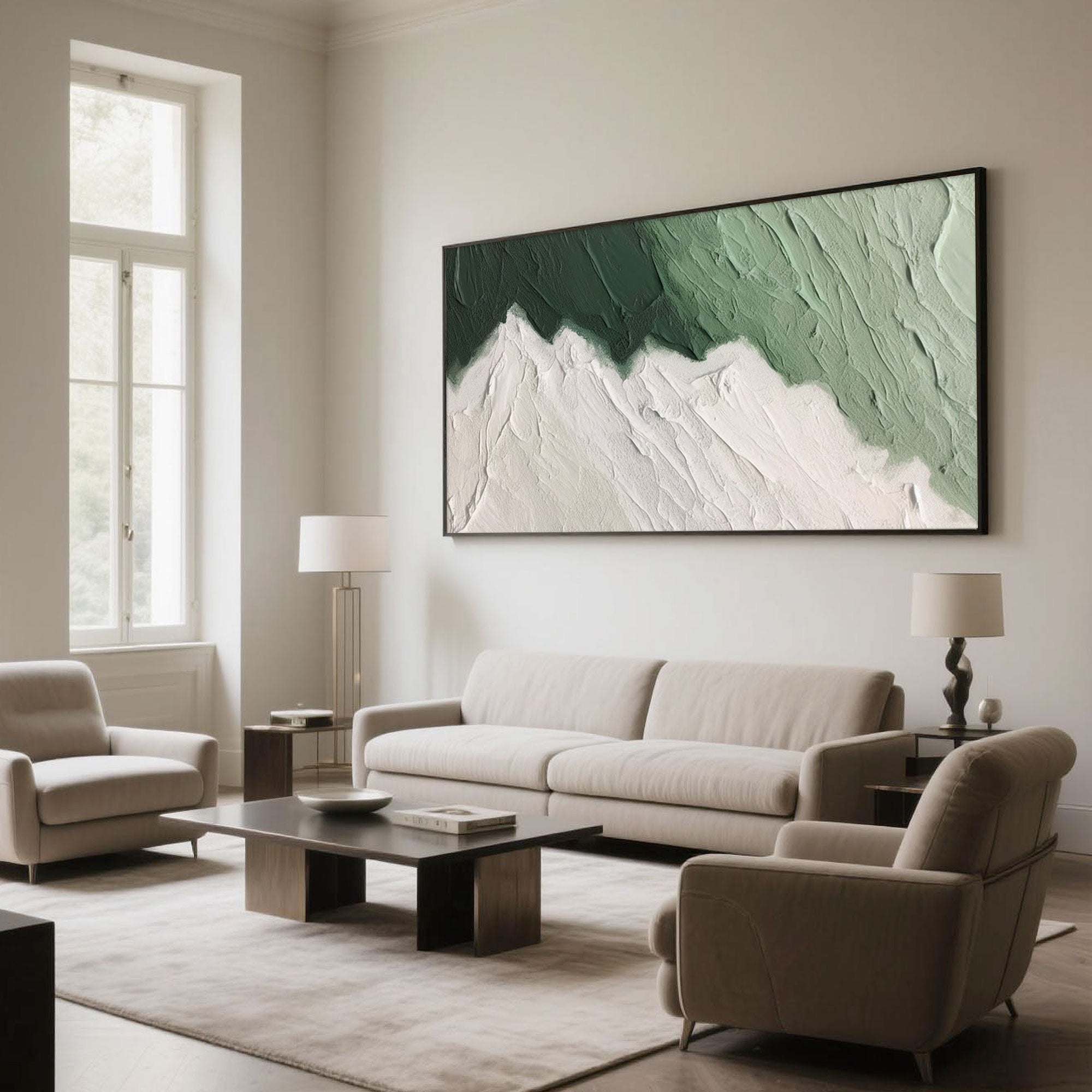 Wabi Sabi Green Canvas Art | Verdant Silence