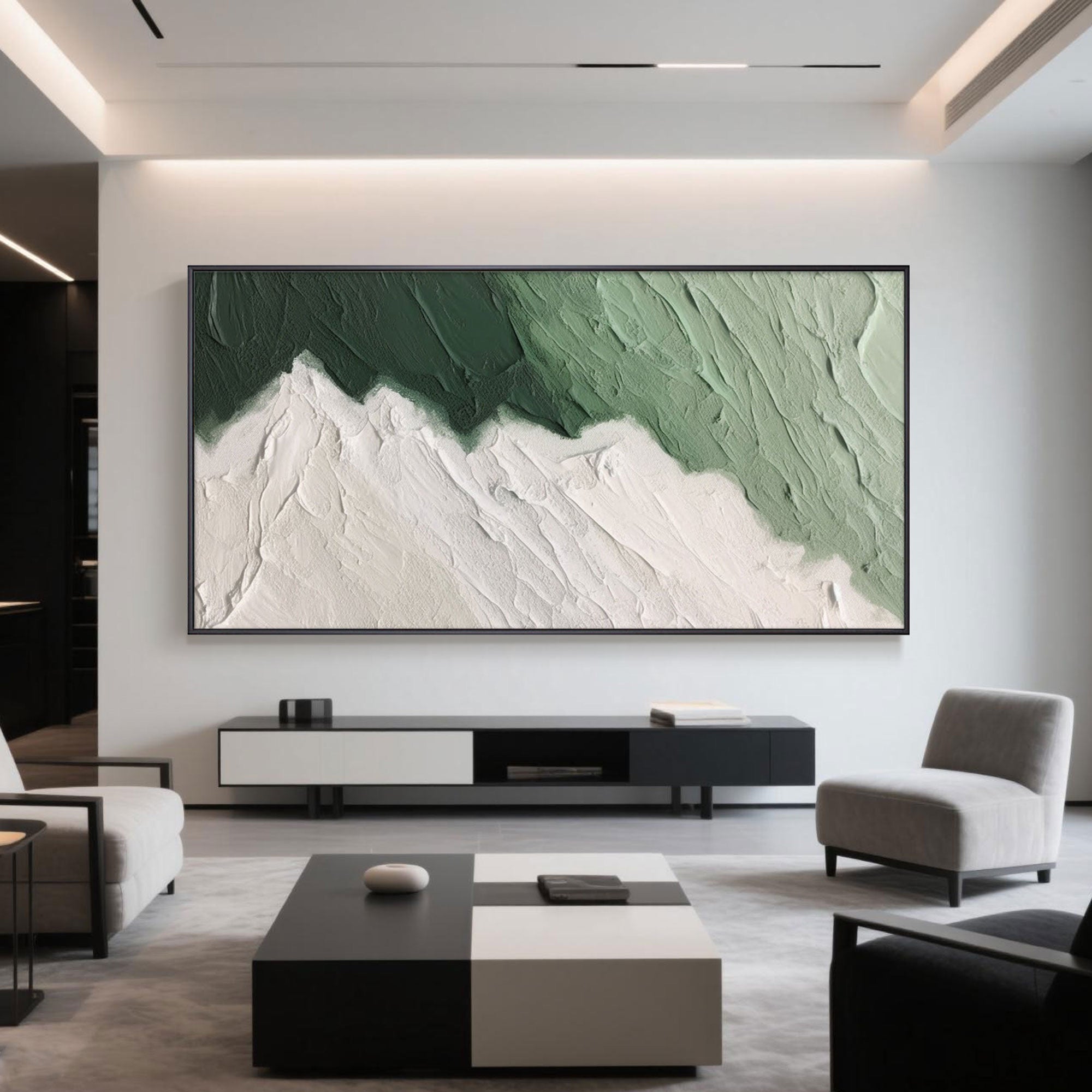 Wabi Sabi Green Canvas Art | Verdant Silence