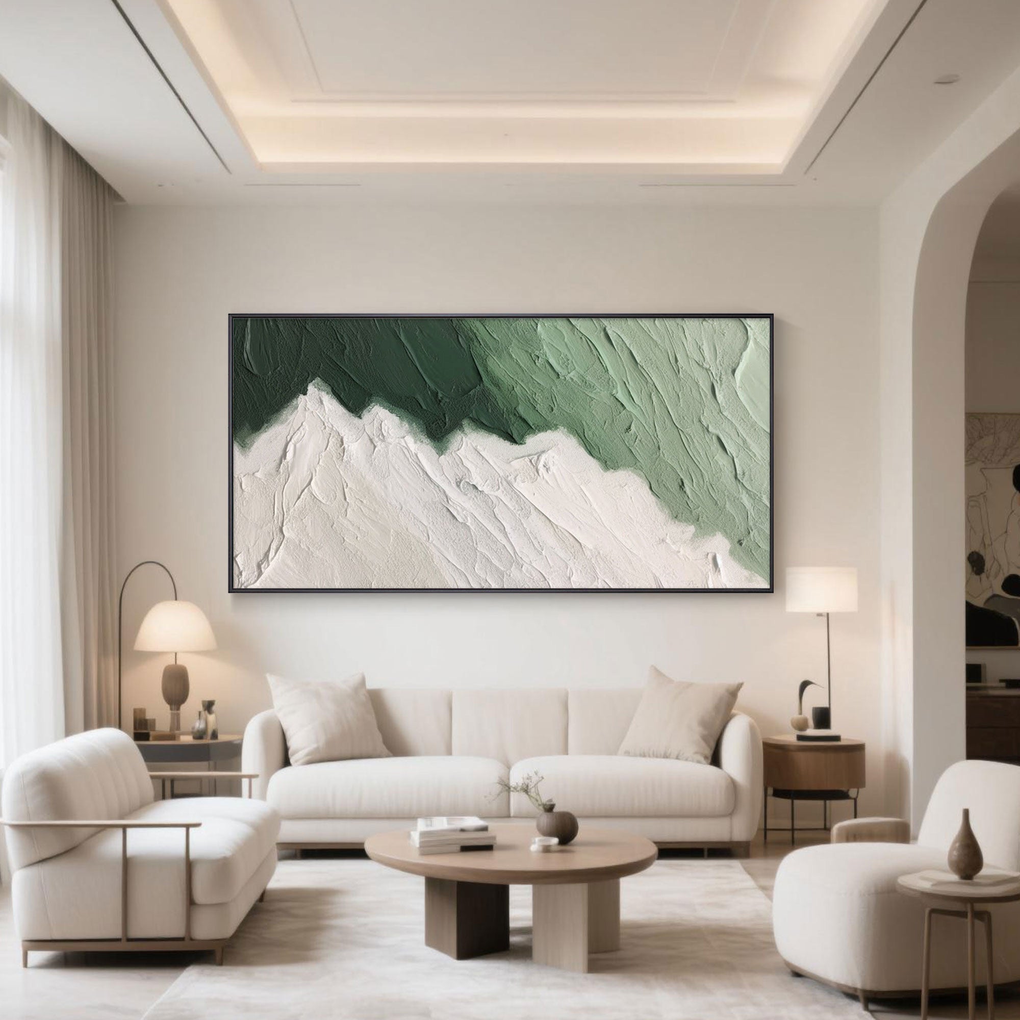 Wabi Sabi Green Canvas Art | Verdant Silence