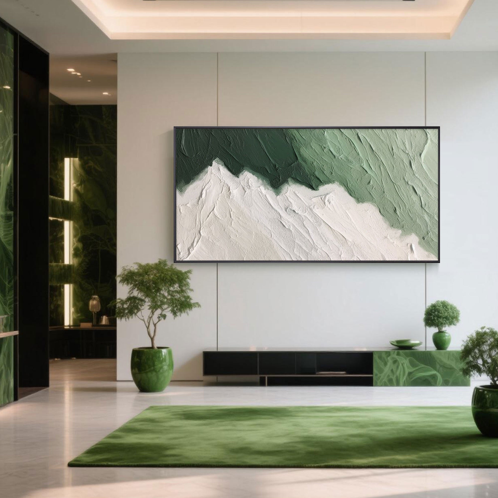 Wabi Sabi Green Canvas Art | Verdant Silence
