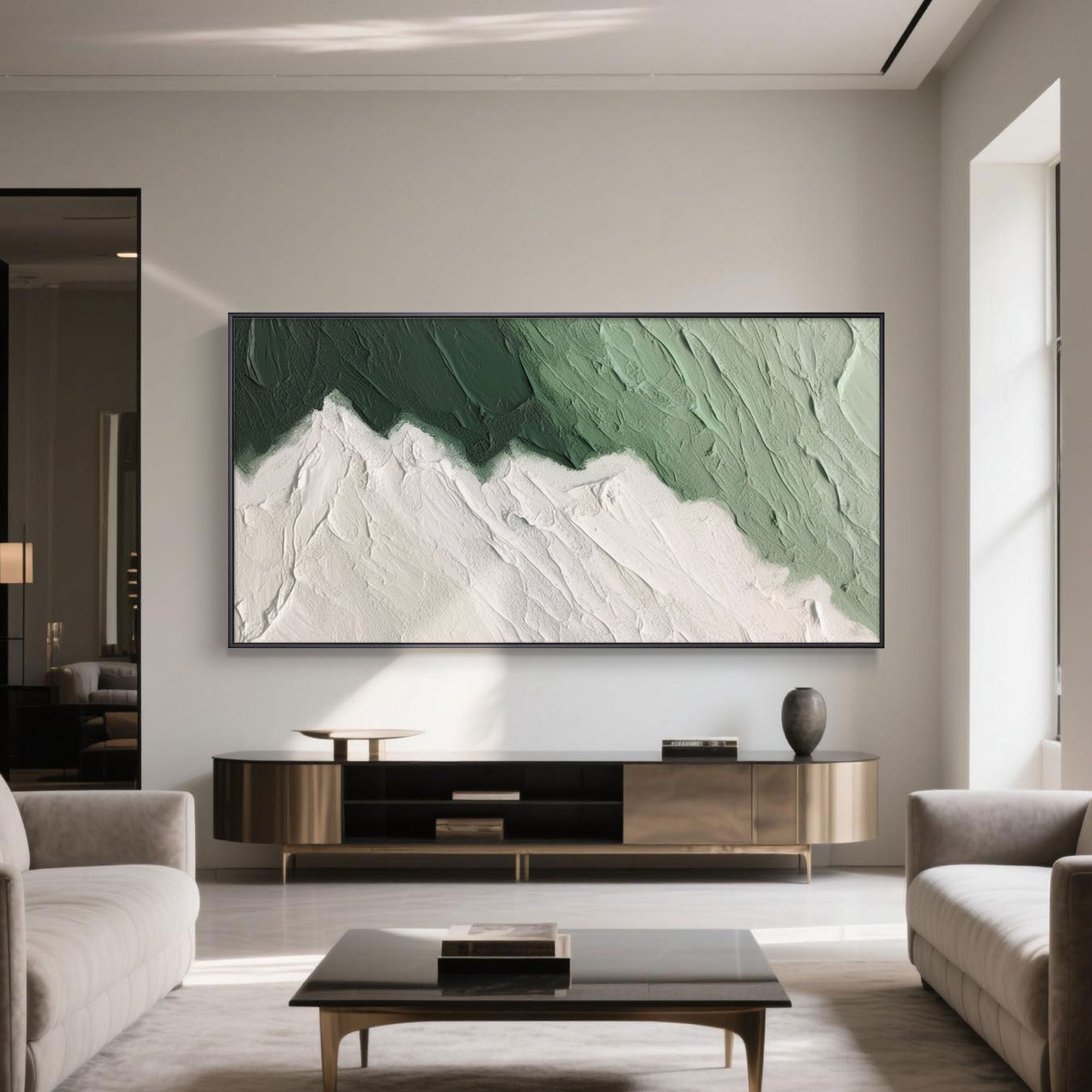 Wabi Sabi Green Canvas Art | Verdant Silence