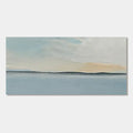 Close up of minimalist abstract seascape canvas art featuring soft, blended colors.
