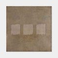 Wabi-Sabi geometric wall art with earth-toned squares on textured canvas at Lumi Gallery