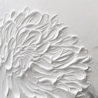 Close-up of the intricate, hand-painted texture of the minimalist flower art.