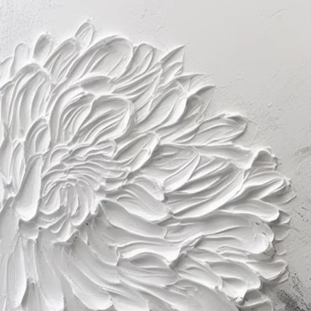Close-up of the intricate, hand-painted texture of the minimalist flower art.