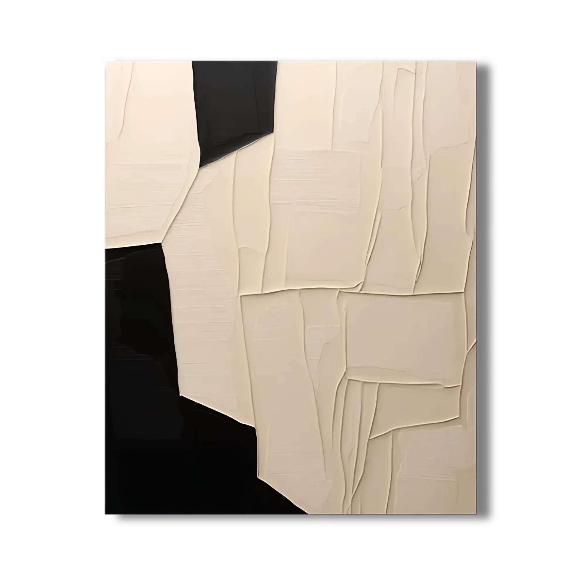 Minimalist abstract geometric art in beige, brown, and black for modern decor.