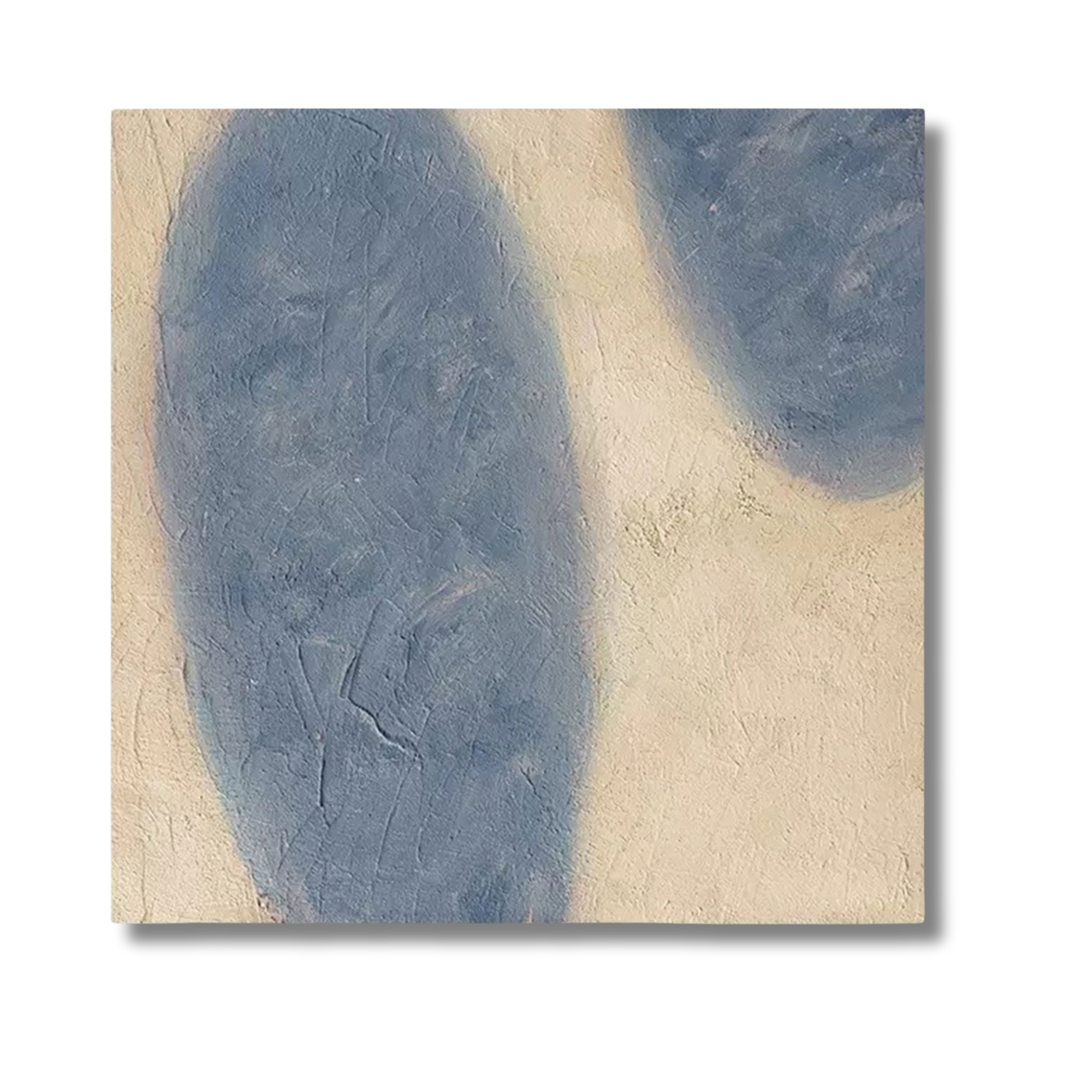Close-up of Minimalist Geometric Art #MG023 canvas with blue shapes.