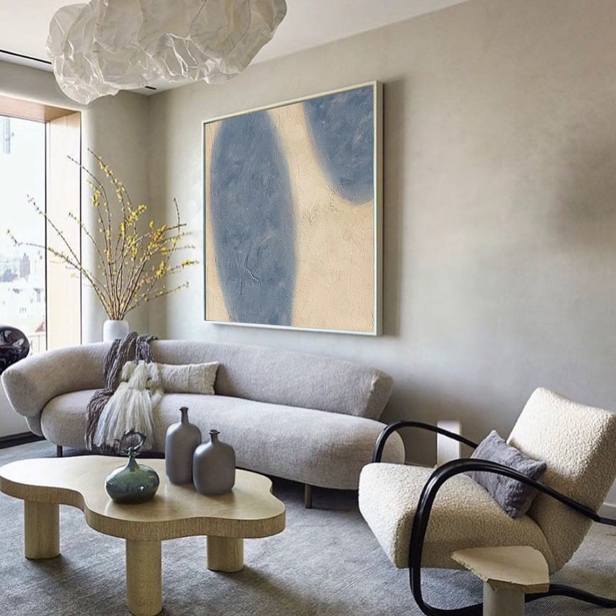 Minimalist Geometric Art #MG023 in a stylish living room interior.