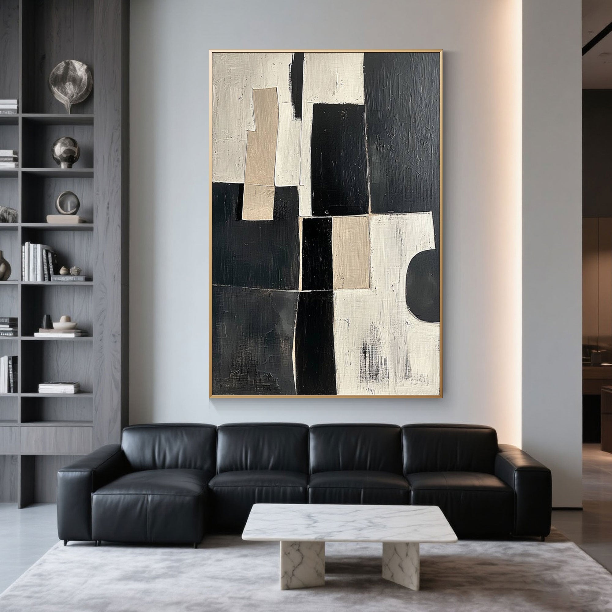 Minimalist Geometric Black and White Painting | Urban Blocks