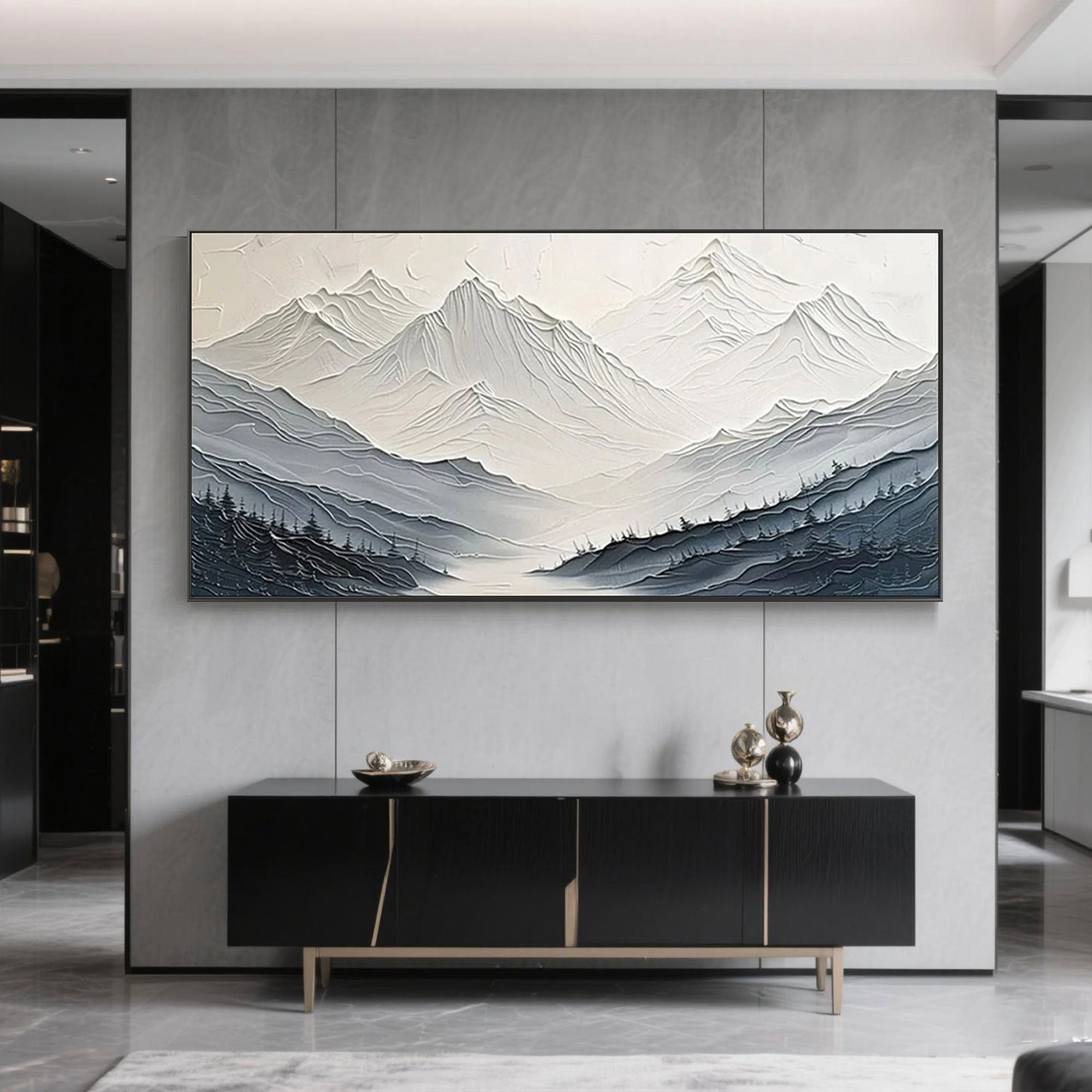 Framing options for premium minimalist mountain canvas art.