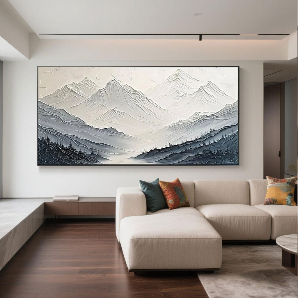 Misty Valley canvas art hung in a modern living room setting.