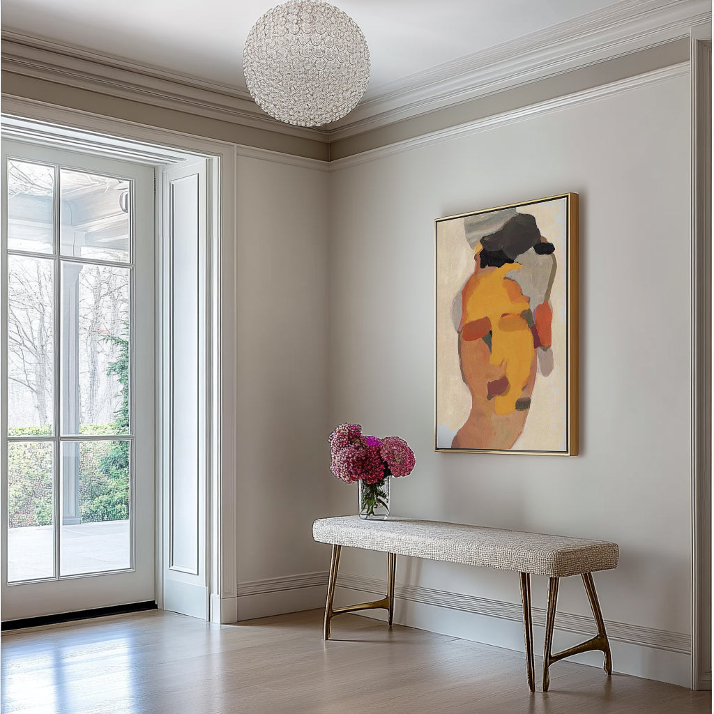 Minimalist People Art #AB022, abstract canvas wall decor.
