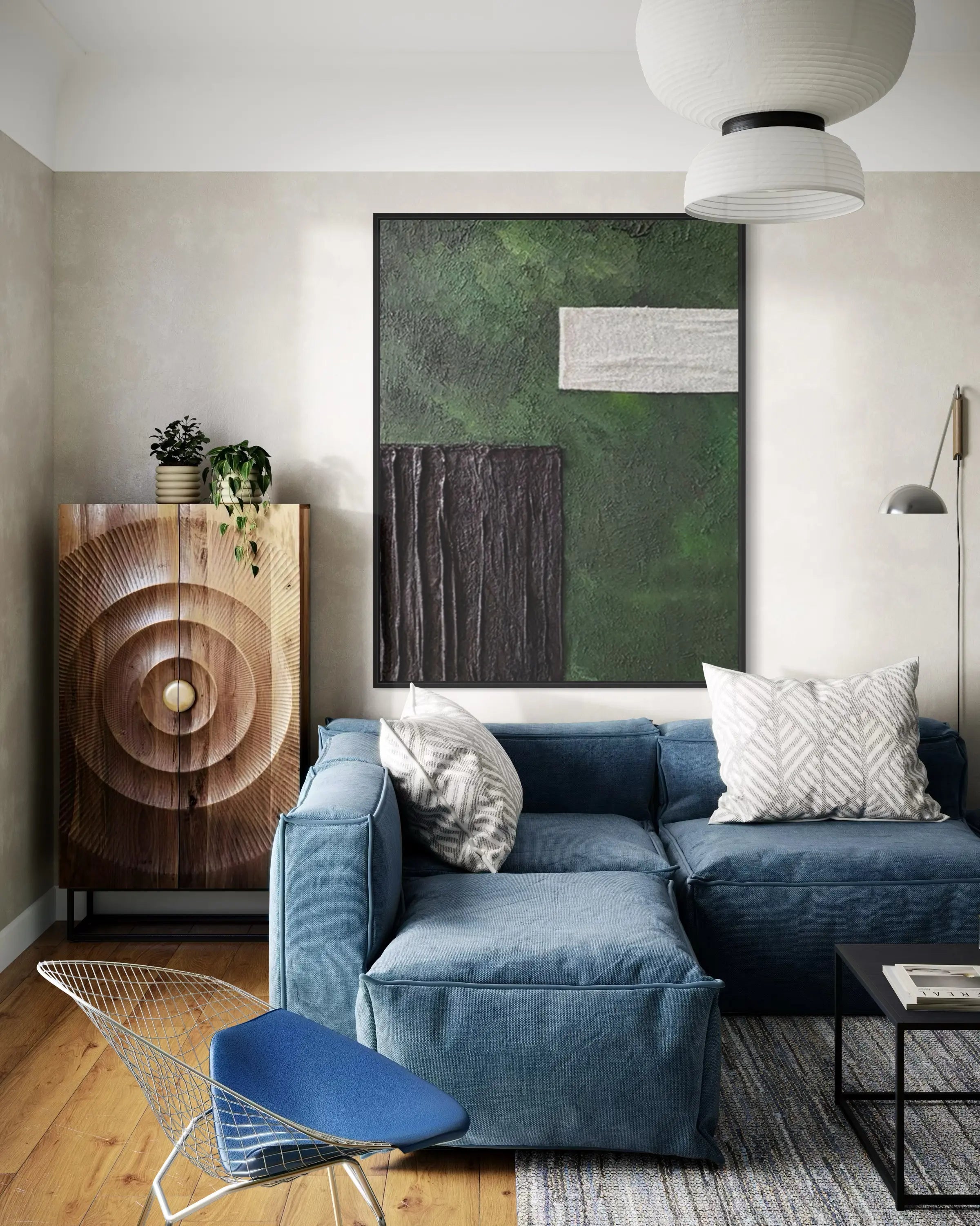 Minimalist Textured Green and Black Wall Art #TX002