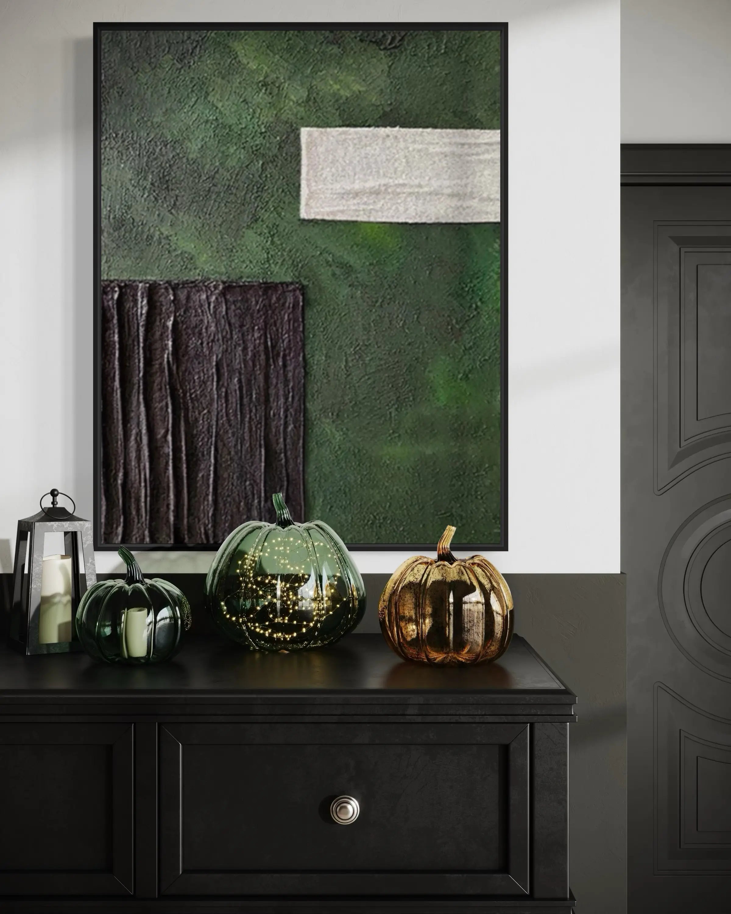 Minimalist Textured Green and Black Wall Art #TX002