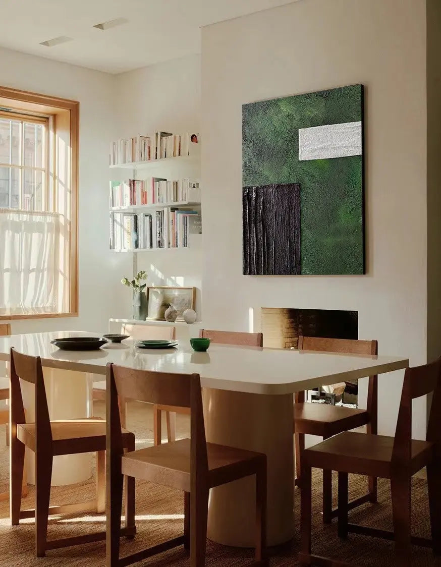 Minimalist Textured Green and Black Wall Art #TX002