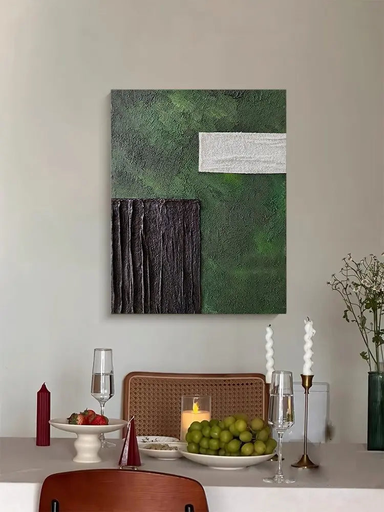 Minimalist Textured Green and Black Wall Art #TX002