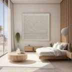 Beige and white minimalist square Wabi Sabi canvas wall art.