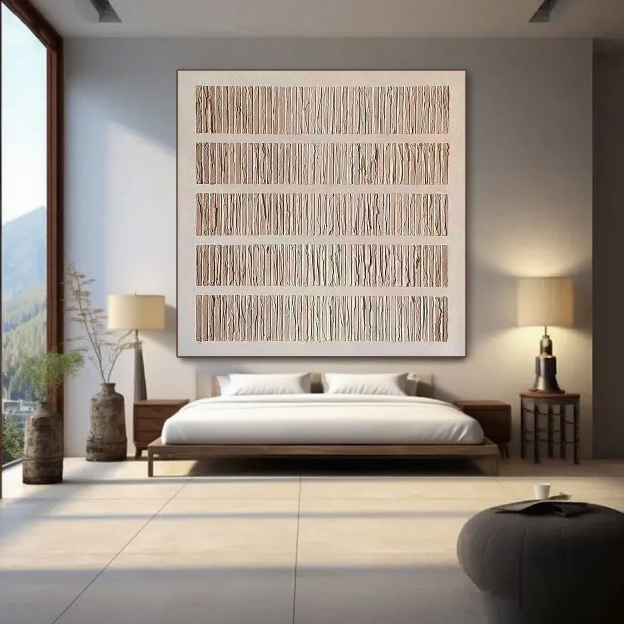 Close up of the Wabi Sabi 'Grain' minimalist wall art