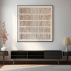 Beige and white Wabi Sabi wall art featuring vertical strokes