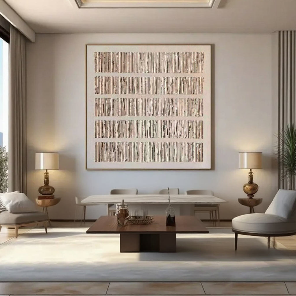 Wabi Sabi 'Grain' minimalist wall art close up