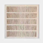 Textured beige and white minimalist Wabi Sabi wall art featuring vertical strokes.
