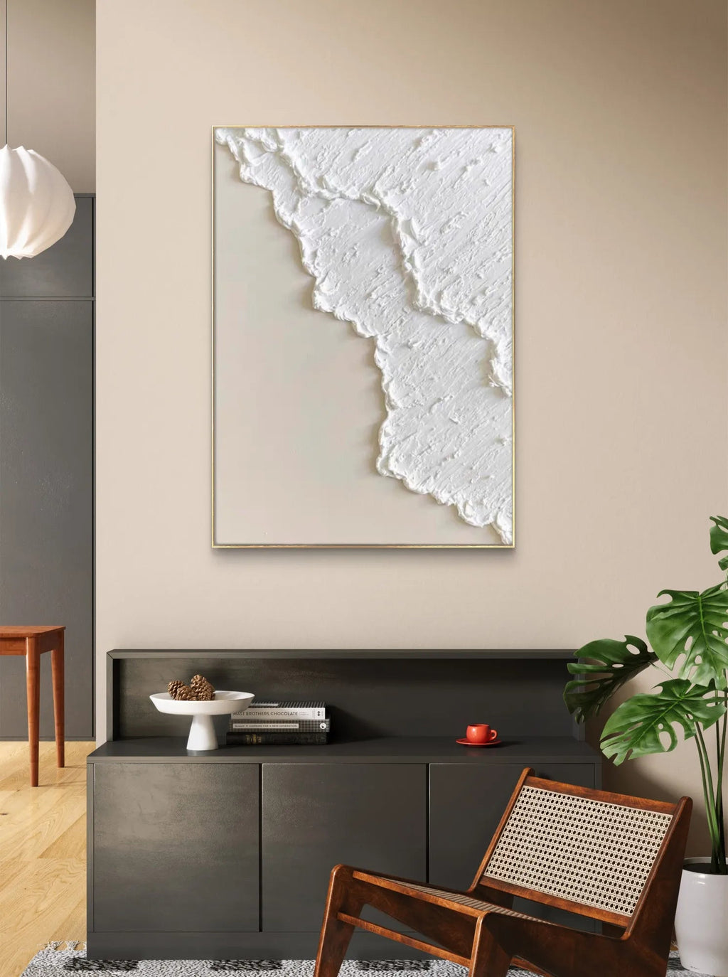 Minimalist White Textured Wall Art for Modern Interiors #WS008