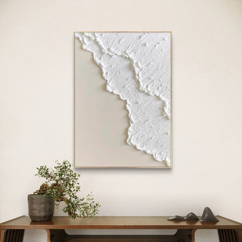 Minimalist White Textured Wall Art for Modern Interiors #WS008