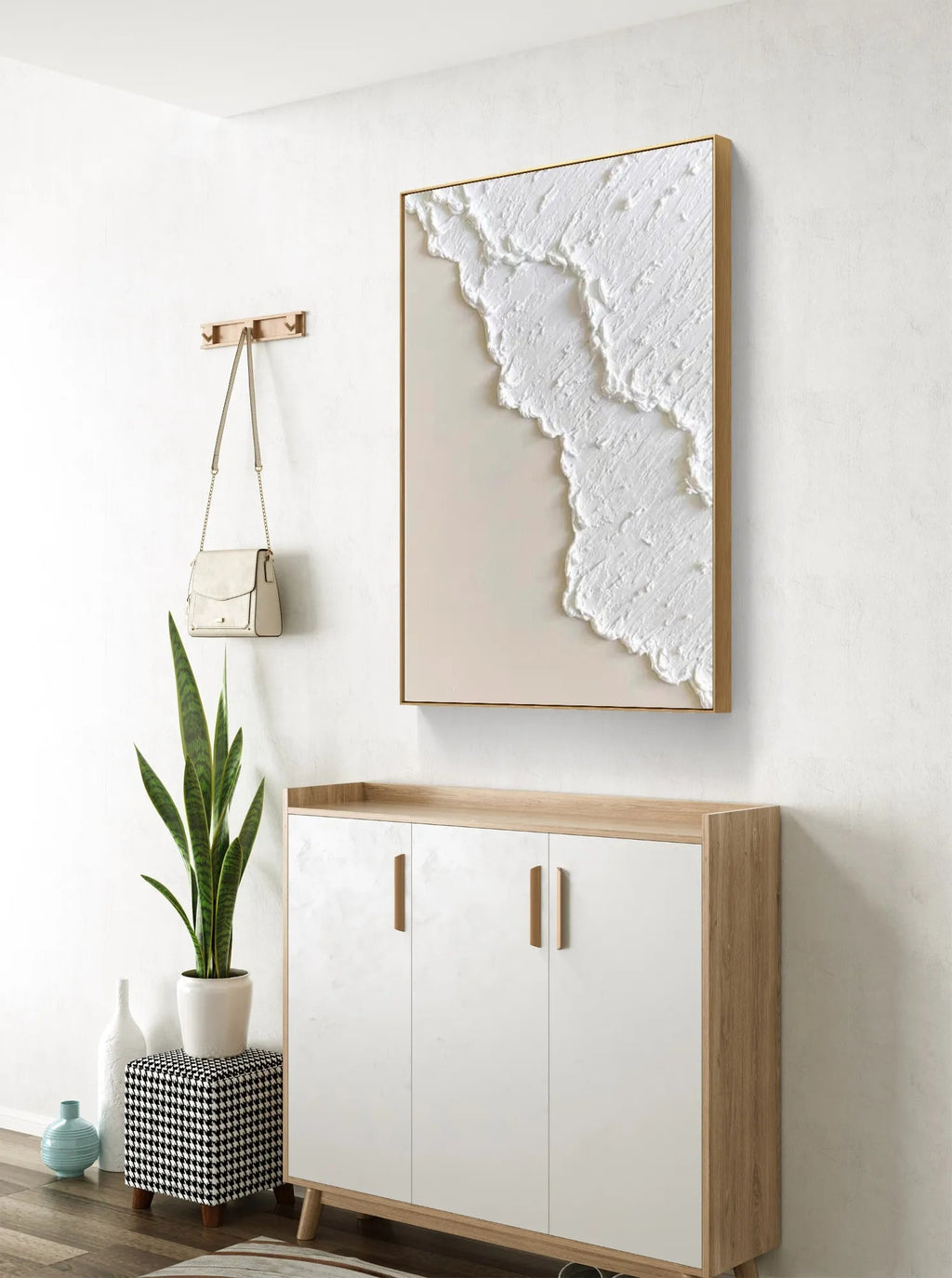 Minimalist White Textured Wall Art for Modern Interiors #WS008