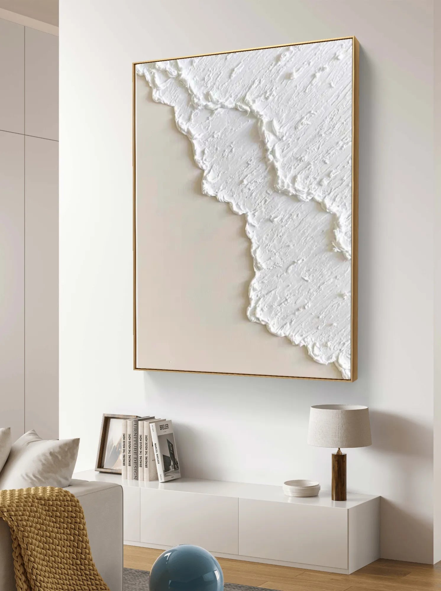 Minimalist White Textured Wall Art for Modern Interiors #WS008
