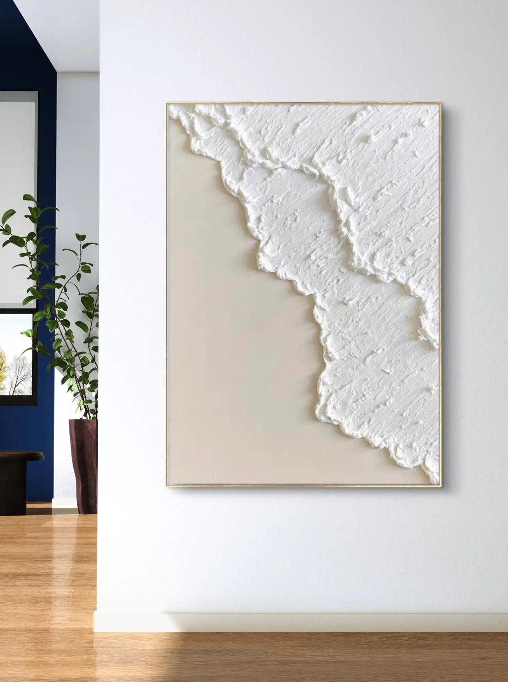 Minimalist White Textured Wall Art for Modern Interiors #WS008