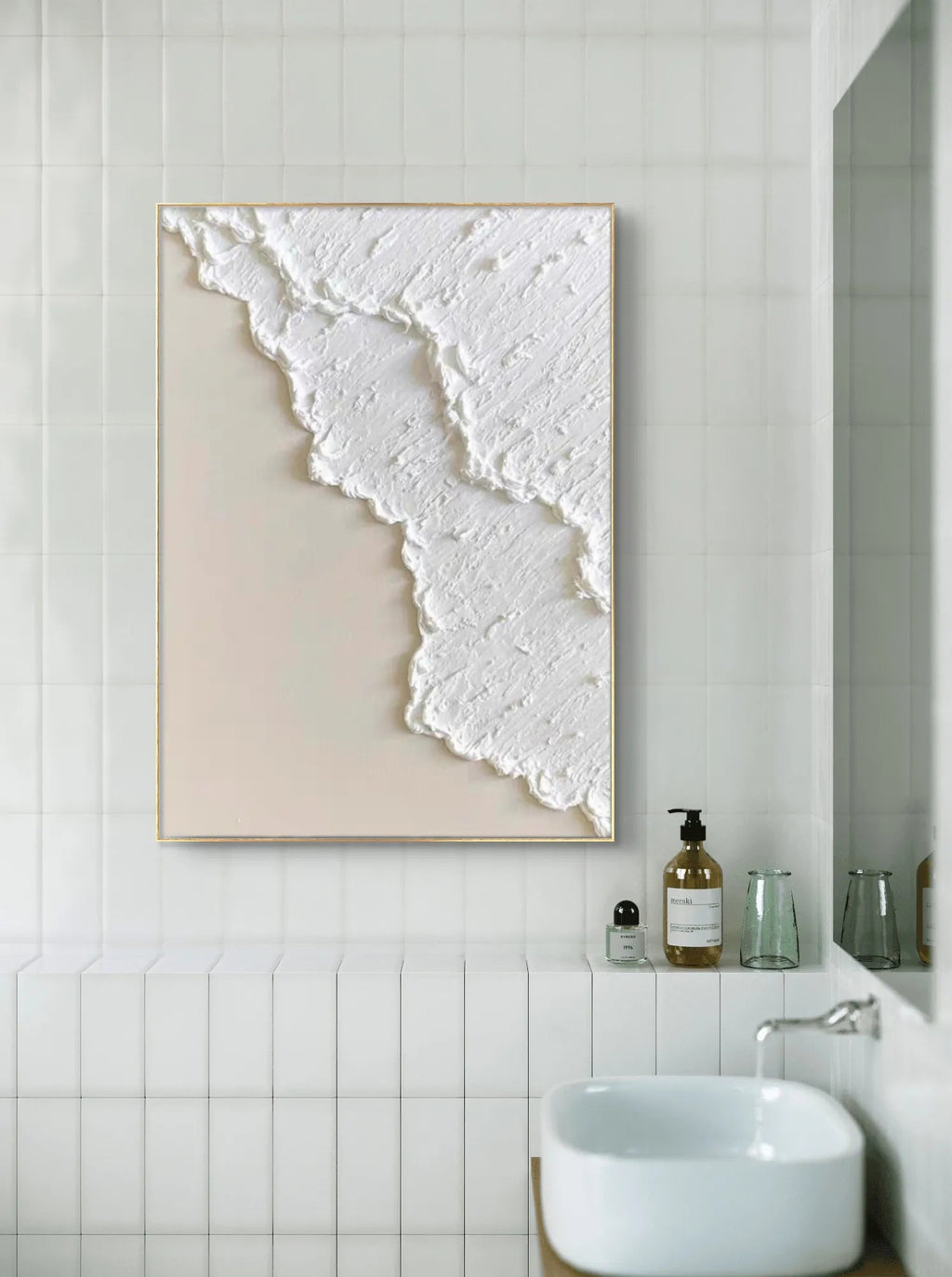 Minimalist White Textured Wall Art for Modern Interiors #WS008