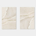 Silent Surf: Textured beige 3D wall art, minimalist abstract set of two canvas paintings.