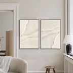 Close-up: Silent Surf beige textured wall art; minimalist design, subtle details.