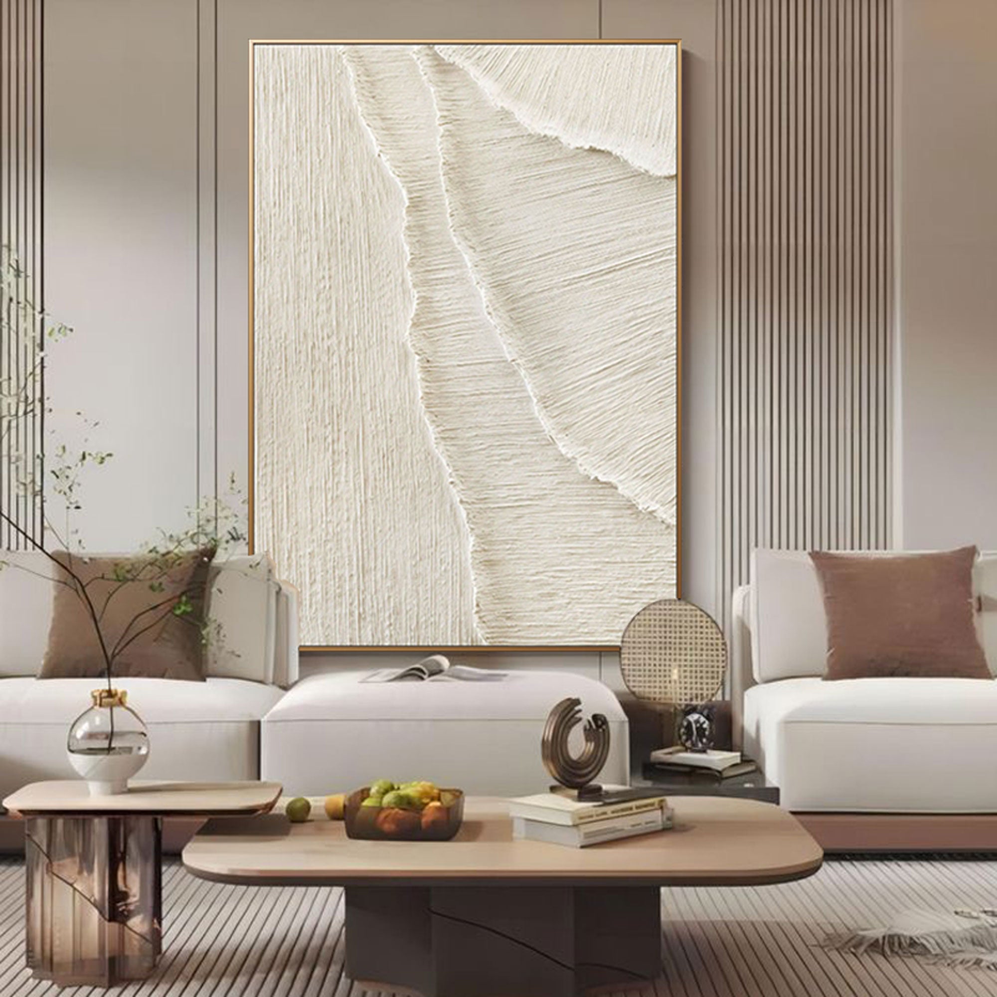 Hand-painted Whitecaps canvas art, close up of the textured detailing.