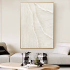Whitecaps minimalist painting detail showing layered texture and eco-friendly acrylic.